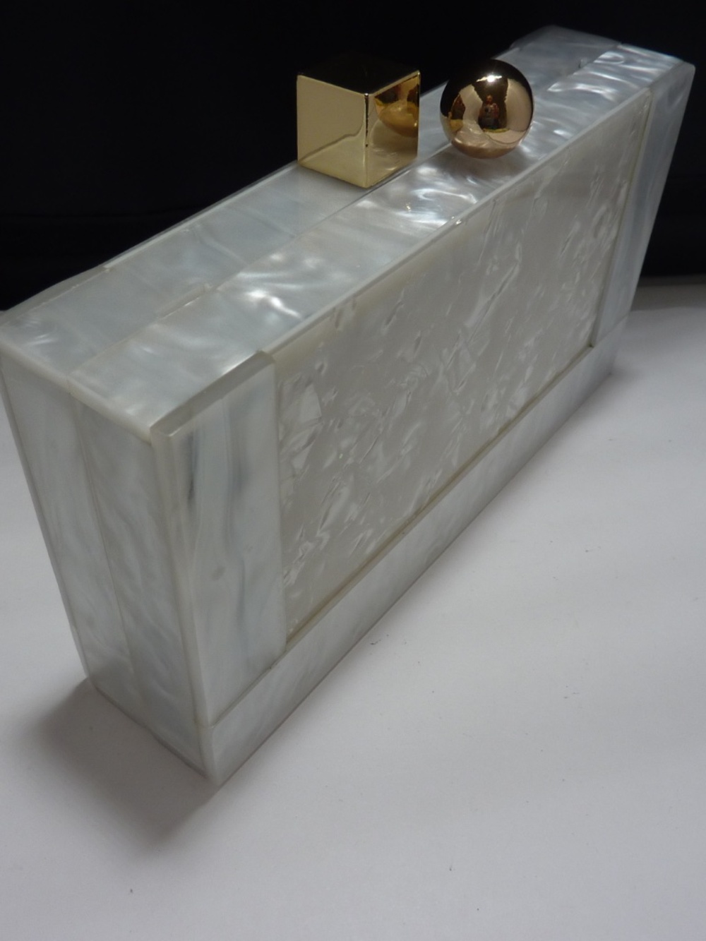 New Women Acrylic Marble Glitter Clutch Purse Handbag W Chain Strap